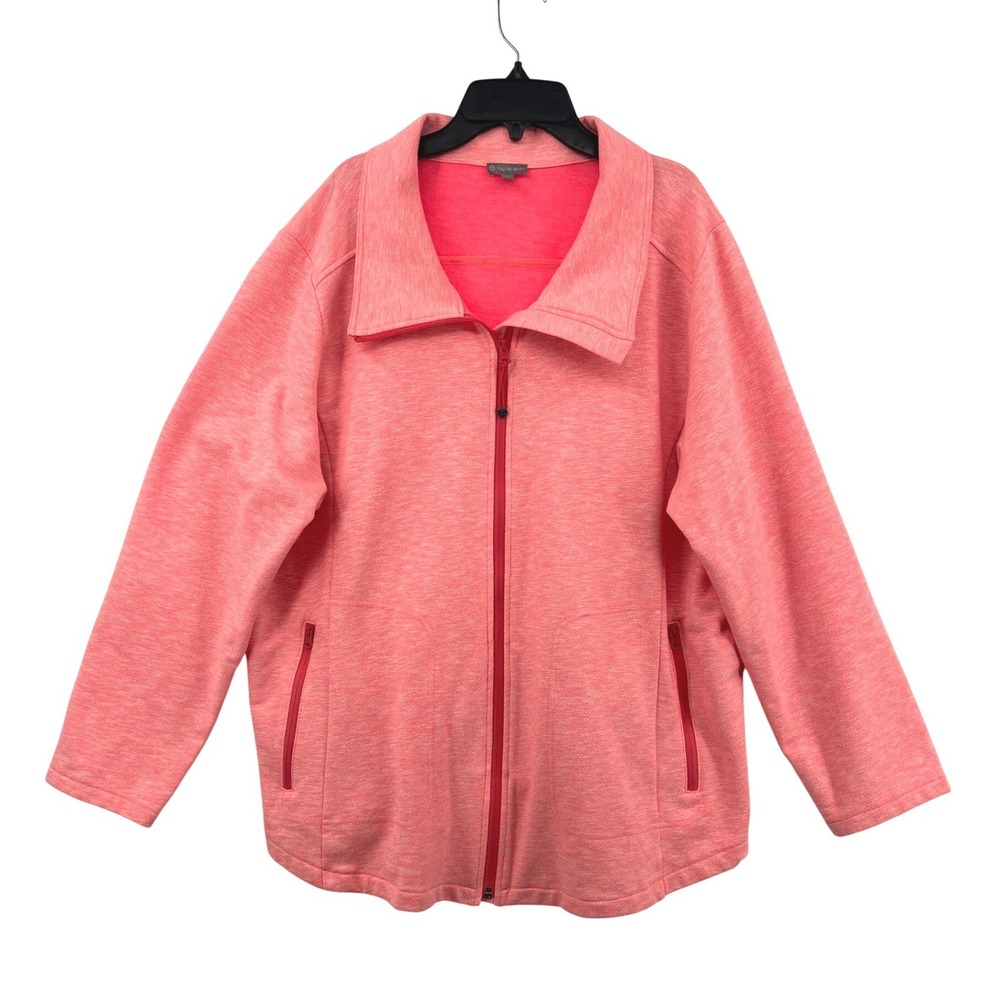 T by Talbots Full Zip Jacket Womens 2X Bright Coral Space Dye Activewear Vibrant